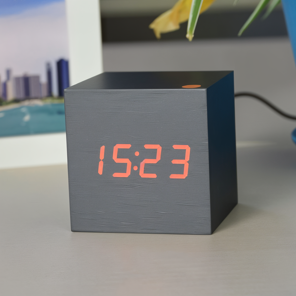 Orologio digitale LED in legno elegante