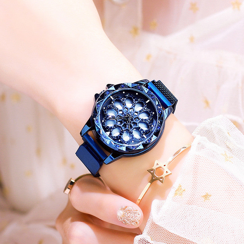 Orologio donna con quadrante rotante 360°, cinturino magnetico e resistenza all'acqua