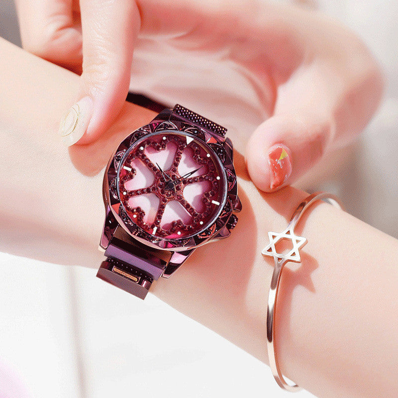 Orologio donna con quadrante rotante 360°, cinturino magnetico e resistenza all'acqua