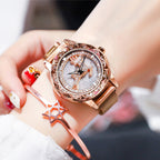 Orologio donna con quadrante rotante 360°, cinturino magnetico e resistenza all'acqua
