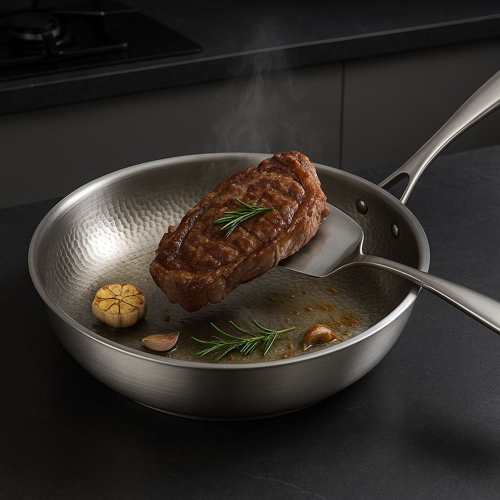 Padella in titanio martellato Titan Premium – senza rivestimento, per tutti i piani cottura inclusa induzione