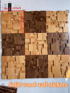 Pannelli acustici a mosaico in legno massello di faggio e noce