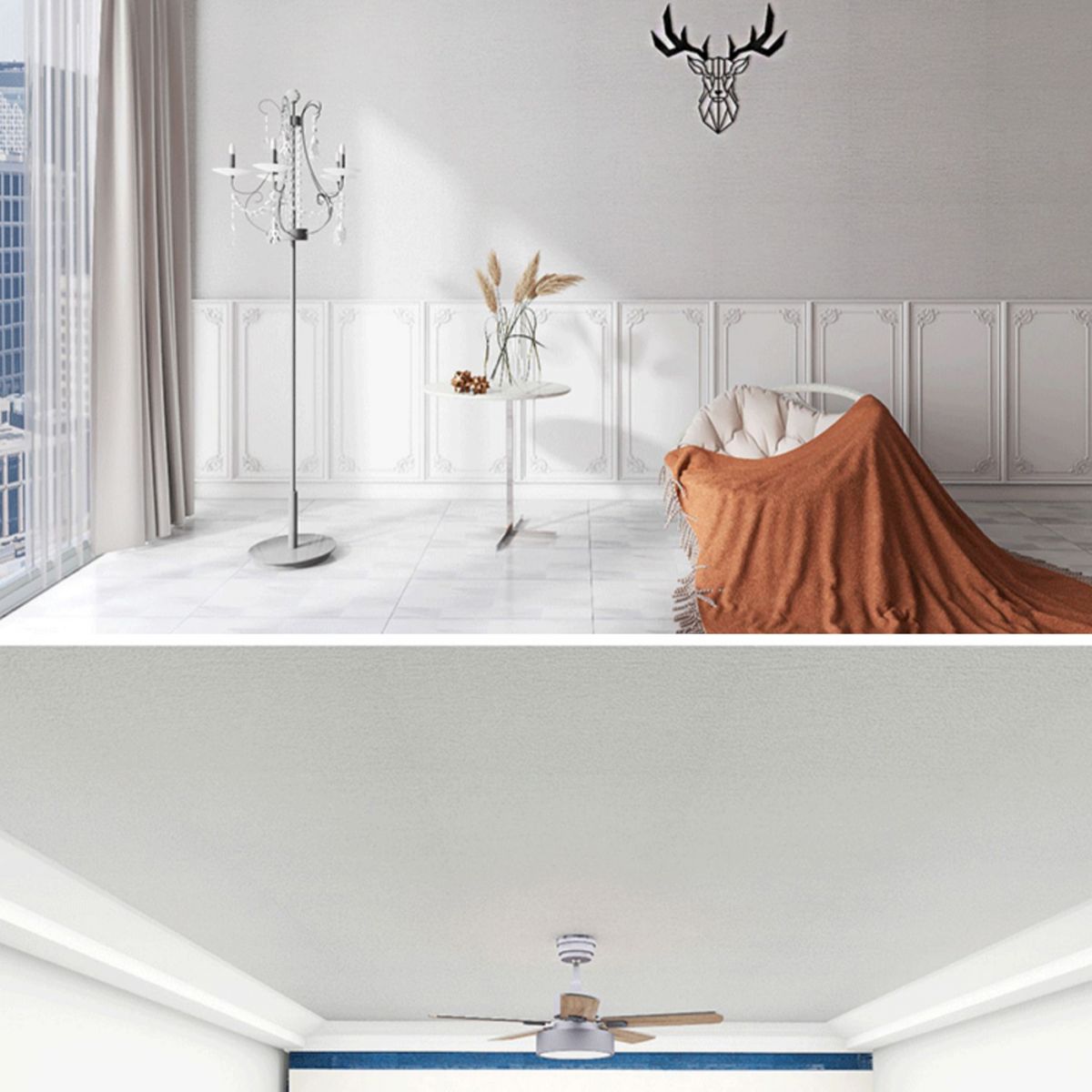 Pannello decorativo autoadesivo effetto boiserie perla per pareti