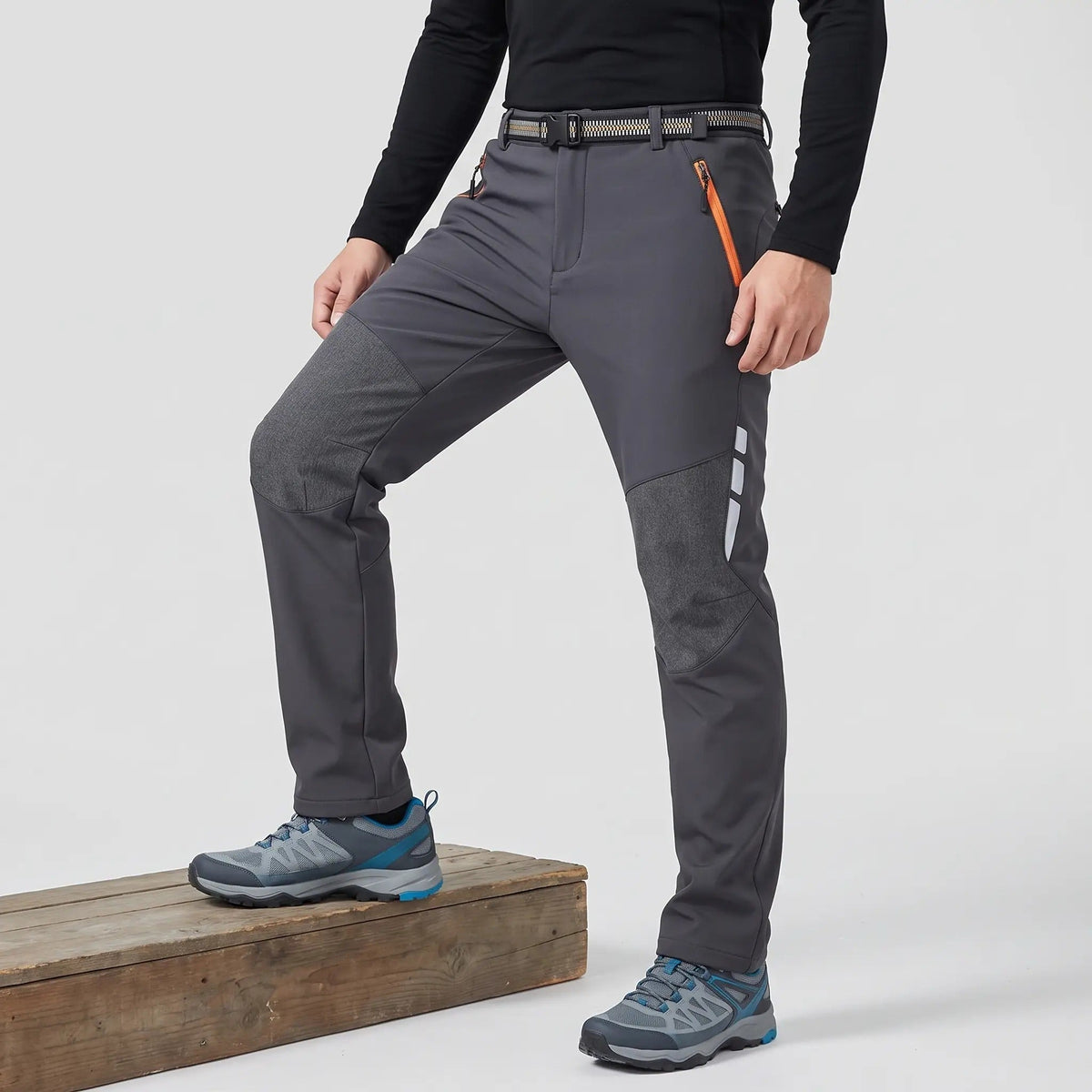 Pantaloni da trekking da uomo con fodera in pile e resistenza all'acqua