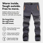 Pantaloni da trekking da uomo con fodera in pile e resistenza all'acqua