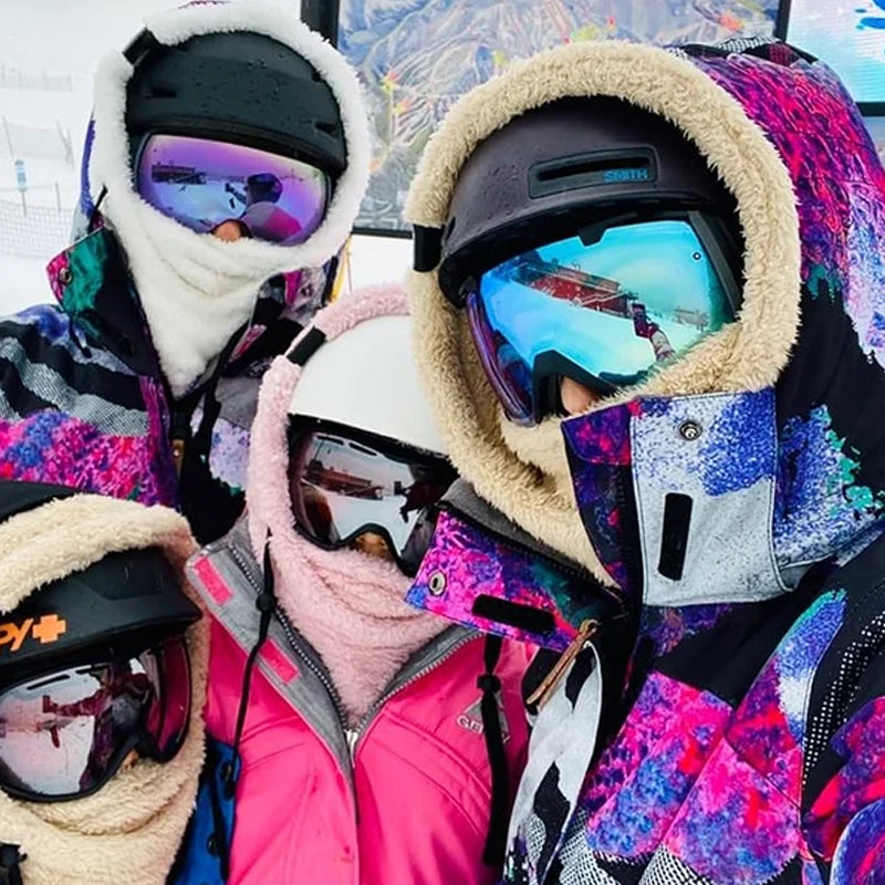 Passamontagna con cappuccio in sherpa