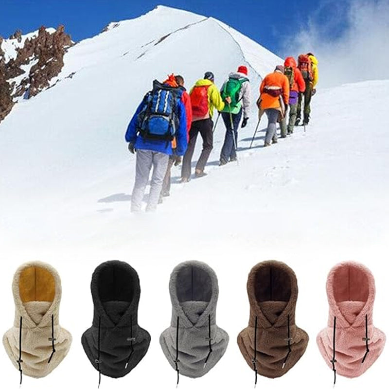 Passamontagna con cappuccio in sherpa
