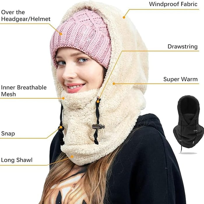 Passamontagna con cappuccio sherpa