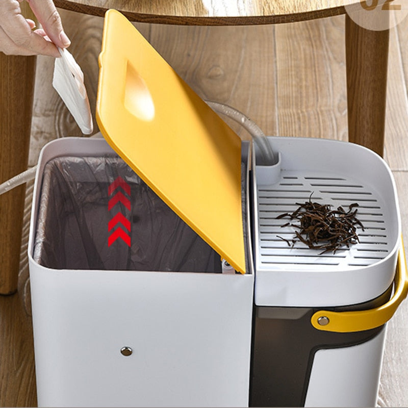 Pattumiera 2 in 1 per rifiuti secchi e umidi con secchio integrato