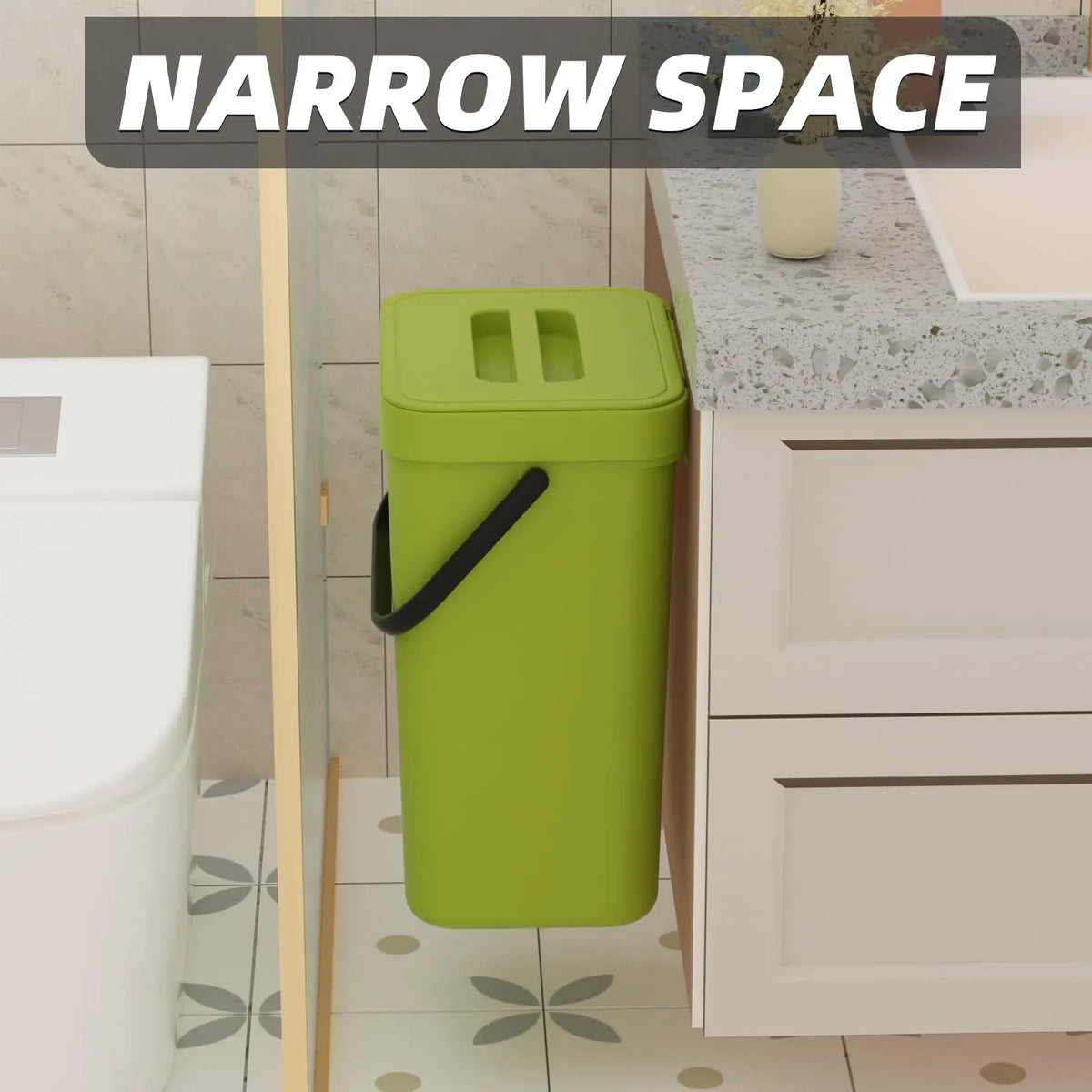 Pattumiera mini Binova con coperchio – appendibile e da parete per cucina, bagno e ufficio