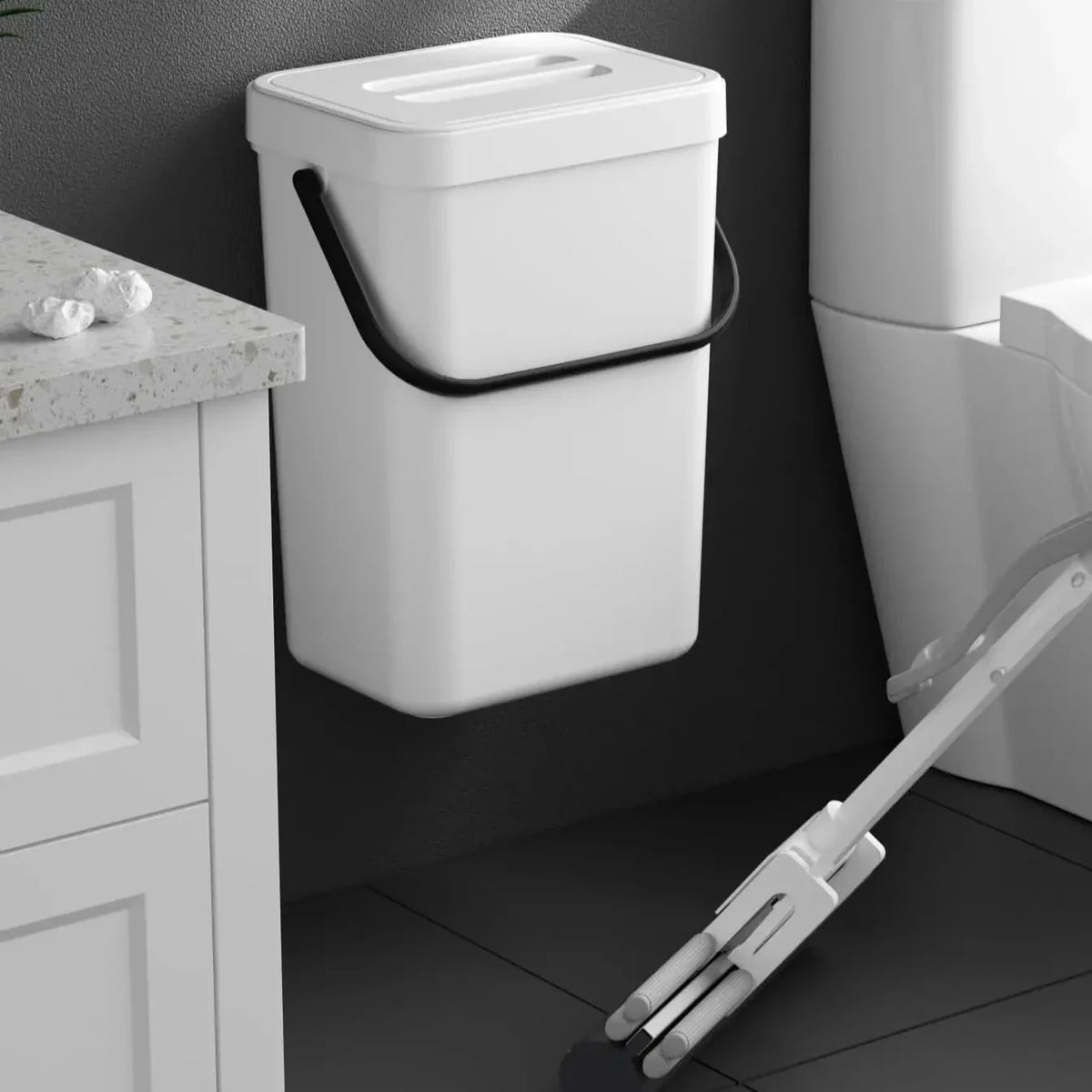 Pattumiera mini Binova con coperchio – appendibile e da parete per cucina, bagno e ufficio