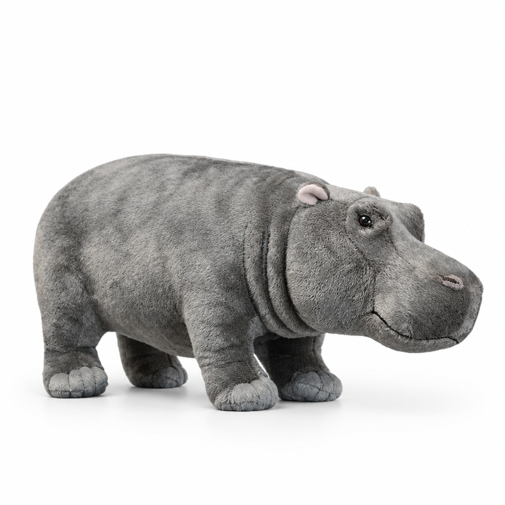 Peluche ippopotamo realistico - Morbido animale di peluche fedele alla realtà, 3+ anni