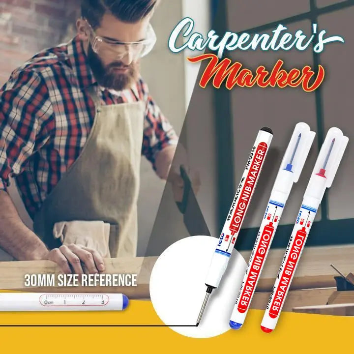 Pennarello per fori profondi con punta lunga – Resistente a sbavature e acqua (set da 3)