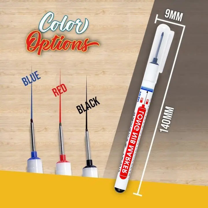 Pennarello per fori profondi con punta lunga – Resistente a sbavature e acqua (set da 3)
