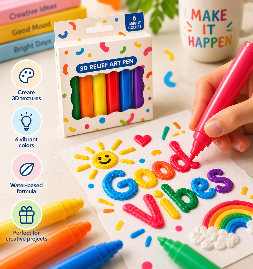 Penne 3D a rilievo – 6 colori vivaci