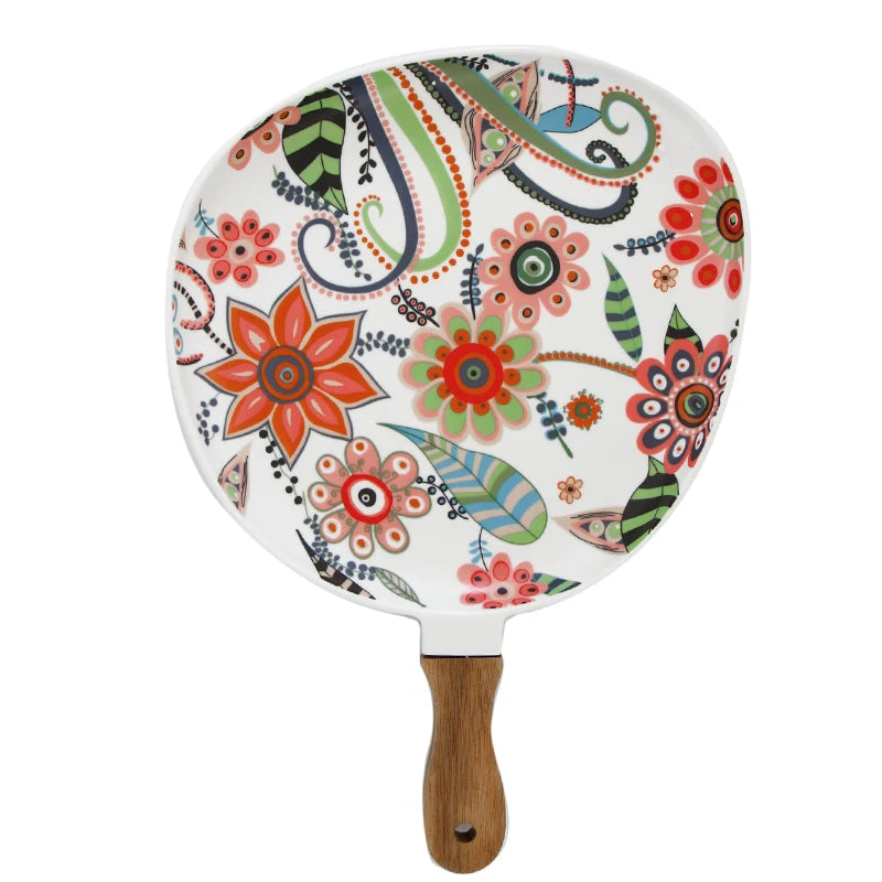 Piatti ovali in ceramica nordica con manico in legno