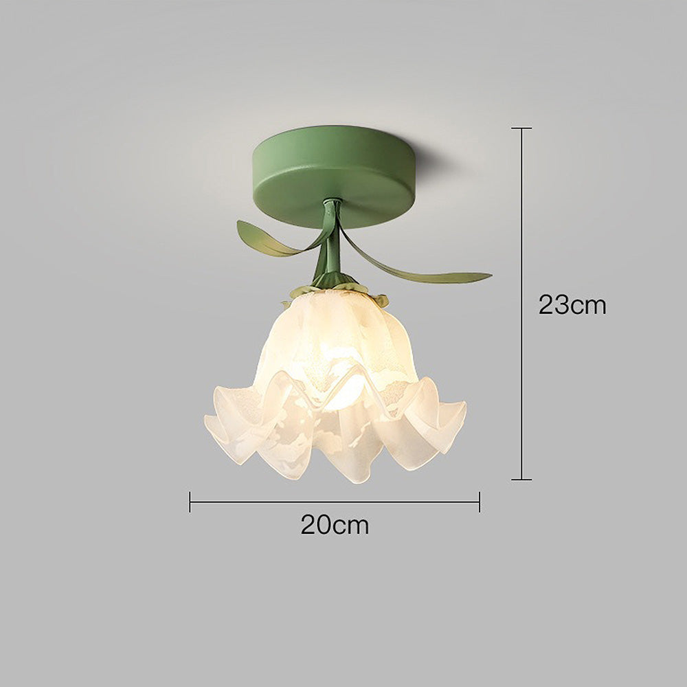 Plafoniera con vetro floreale decorativo