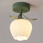 Plafoniera con vetro floreale decorativo