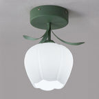 Plafoniera con vetro floreale decorativo