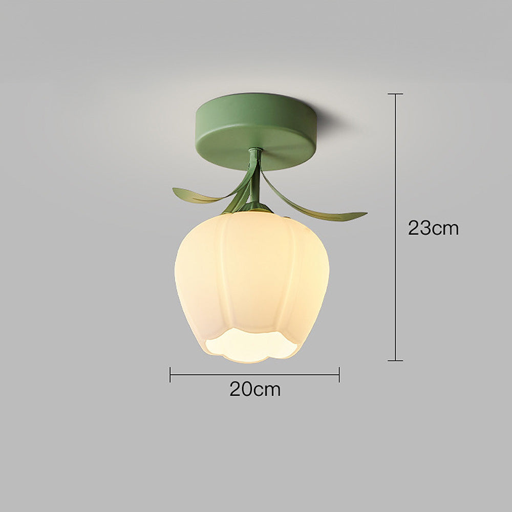 Plafoniera con vetro floreale decorativo