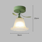 Plafoniera con vetro floreale decorativo