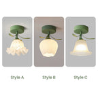 Plafoniera con vetro floreale decorativo