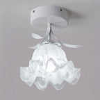 Plafoniera con vetro floreale decorativo