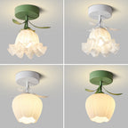 Plafoniera con vetro floreale decorativo