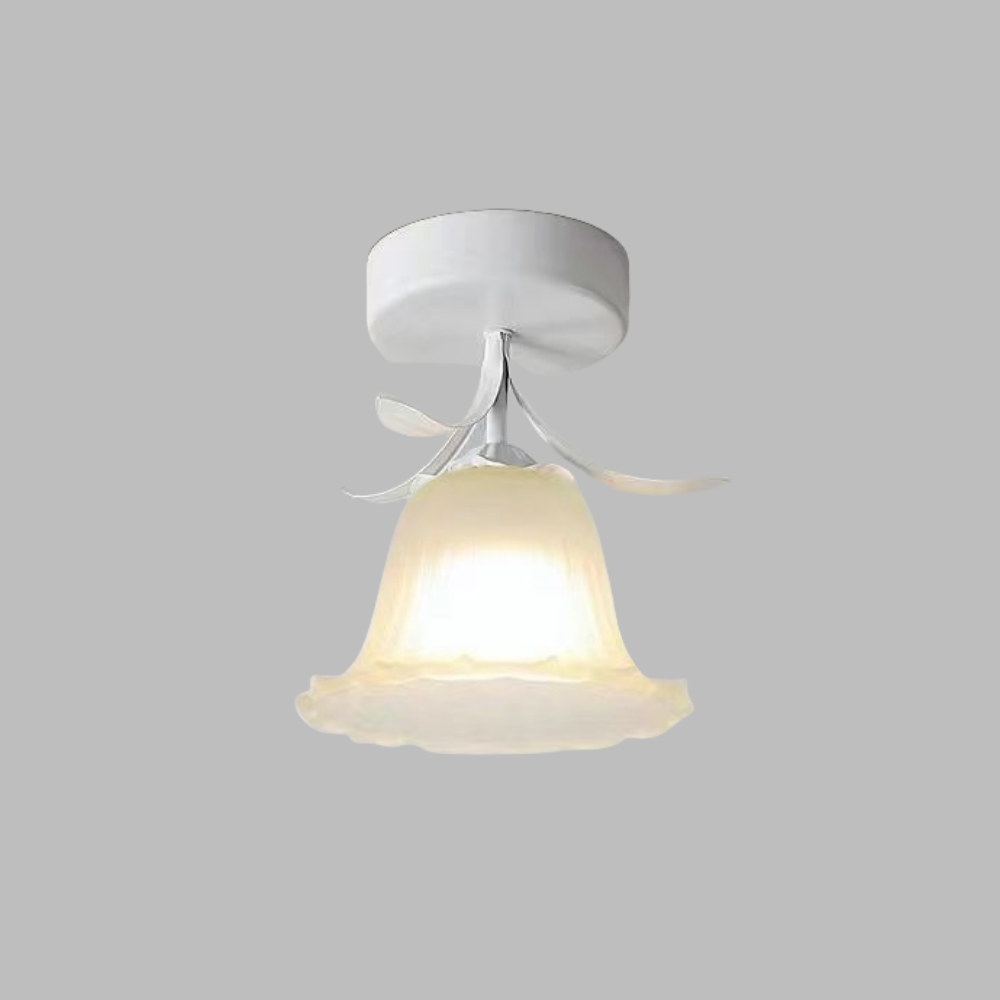 Plafoniera con vetro floreale decorativo