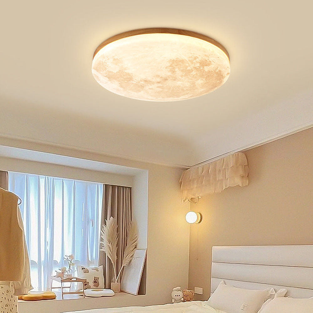 Plafoniera LED effetto luna per interni moderni