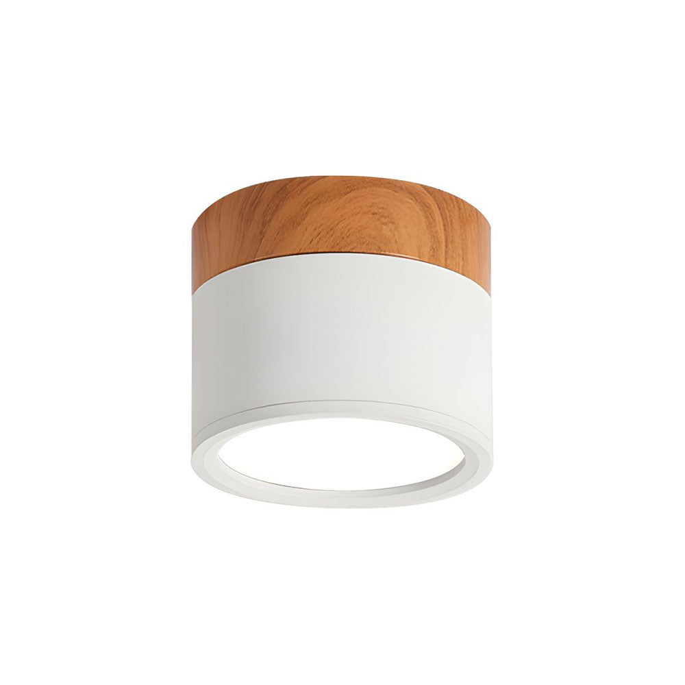 Plafoniera LED a filo soffitto con finitura legno rosa