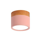 Plafoniera LED a filo soffitto con finitura legno rosa
