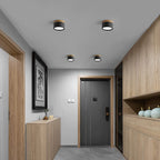 Plafoniera LED a filo soffitto con finitura legno rosa