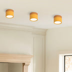 Plafoniera LED a filo soffitto con finitura legno rosa