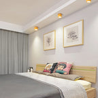 Plafoniera LED a filo soffitto con finitura legno rosa