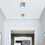 Plafoniera LED a filo soffitto con finitura legno rosa