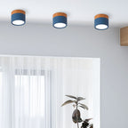 Plafoniera LED a filo soffitto con finitura legno rosa