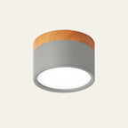 Plafoniera LED a filo soffitto con finitura legno rosa