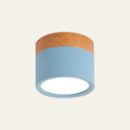 Plafoniera LED a filo soffitto con finitura legno rosa