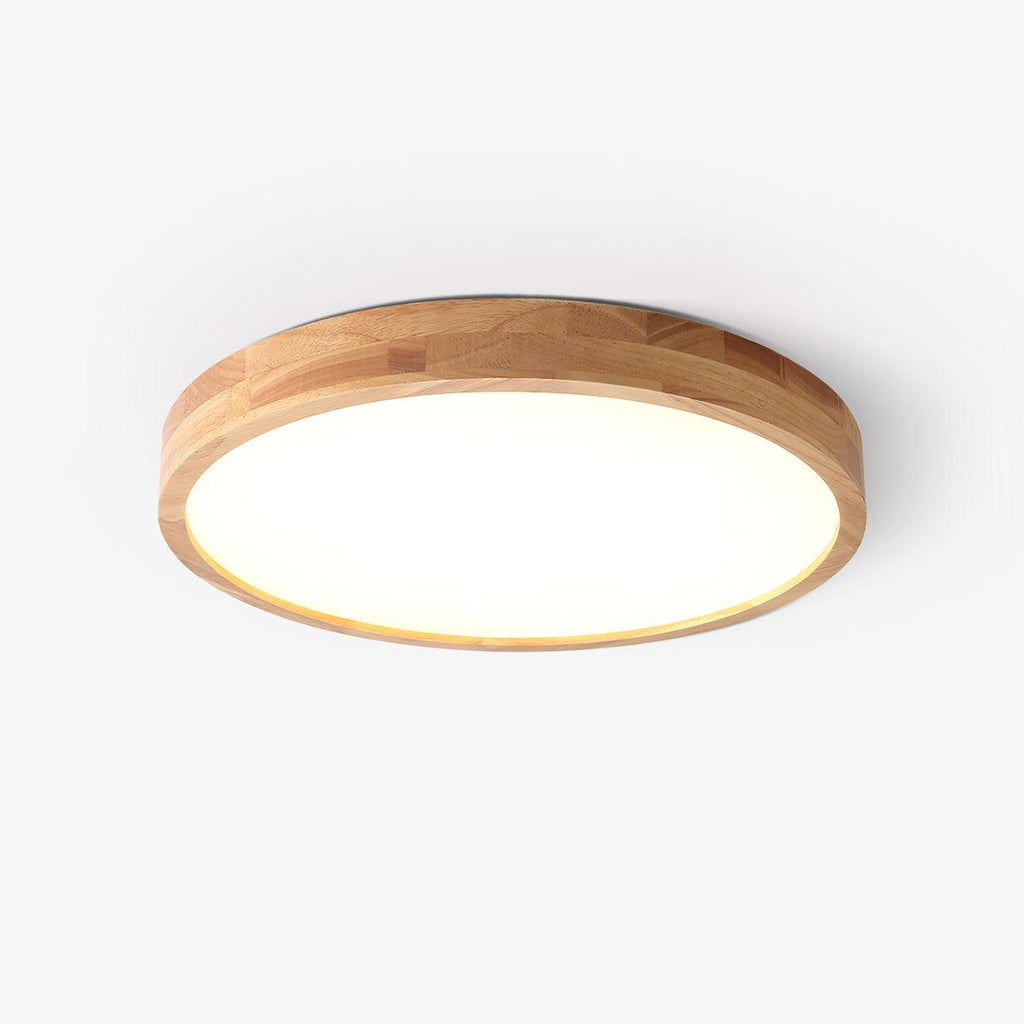 Plafoniera LED geometrica in legno a filo soffitto