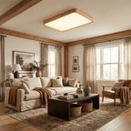 Plafoniera LED geometrica in legno a filo soffitto