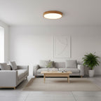 Plafoniera LED geometrica in legno a filo soffitto