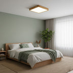 Plafoniera LED geometrica in legno a filo soffitto