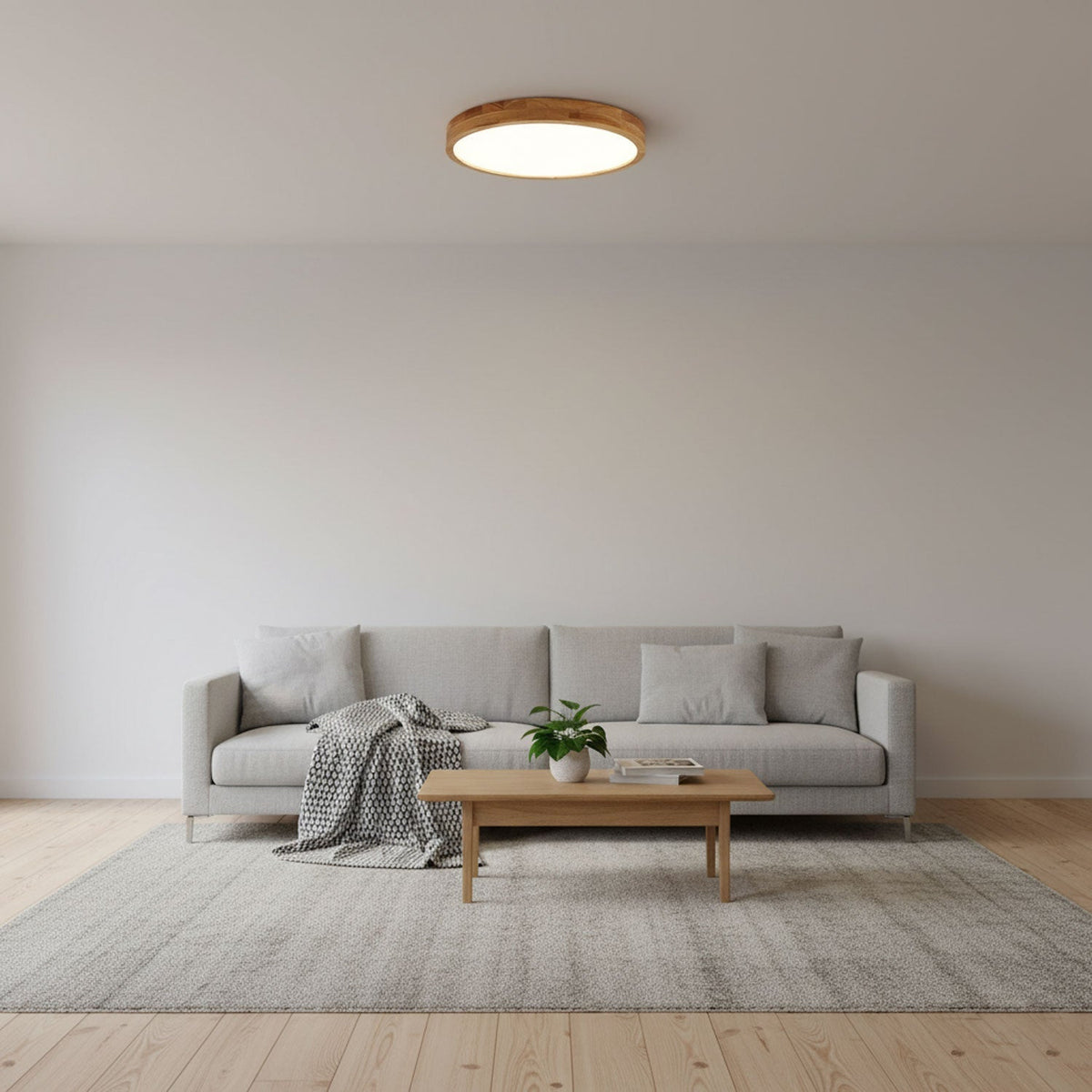 Plafoniera LED geometrica in legno a filo soffitto