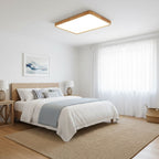Plafoniera LED geometrica in legno a filo soffitto