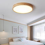 Plafoniera LED geometrica in legno a filo soffitto
