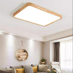 Plafoniera LED geometrica in legno a filo soffitto