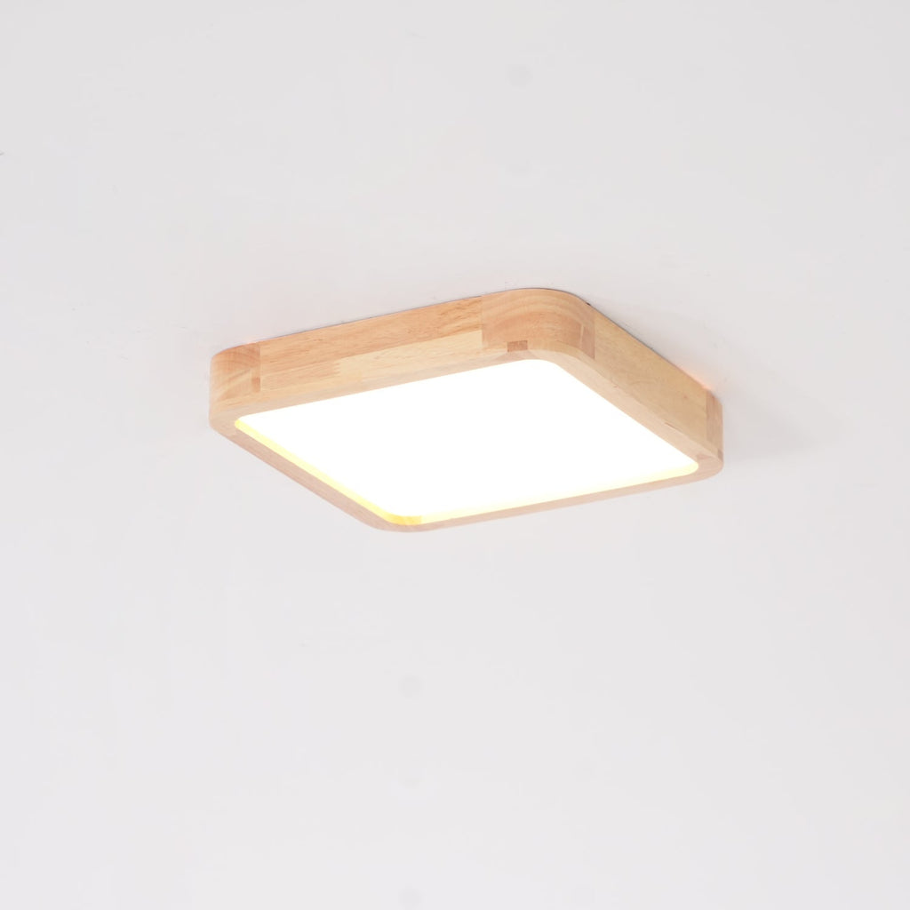 Plafoniera LED geometrica in legno a filo soffitto