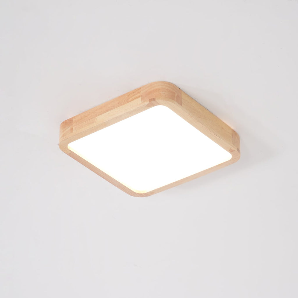 Plafoniera LED geometrica in legno a filo soffitto