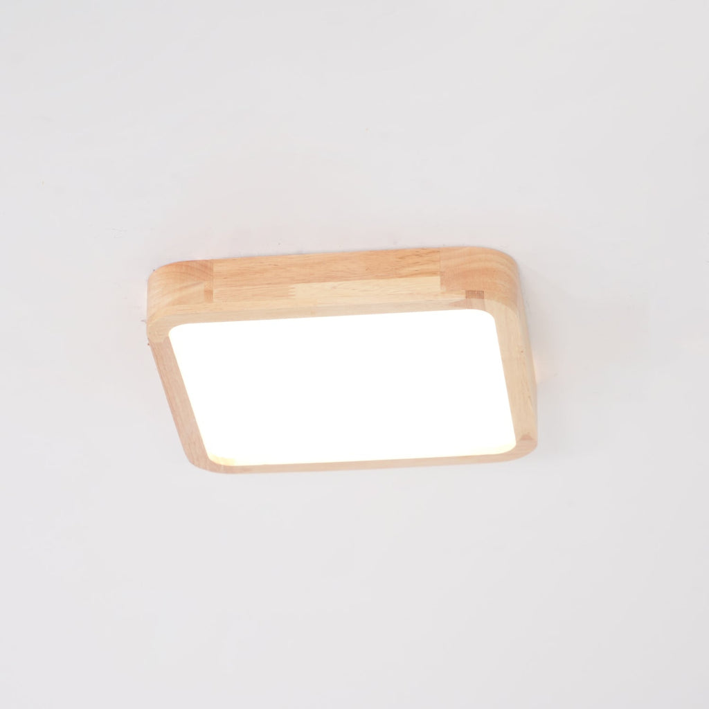 Plafoniera LED geometrica in legno a filo soffitto